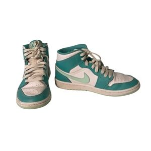 Nike Air Jordan 1 Mid Wash‎ Teal Unisex Sneakers Size 7.5 Women (EUR 38.5, UK 5)